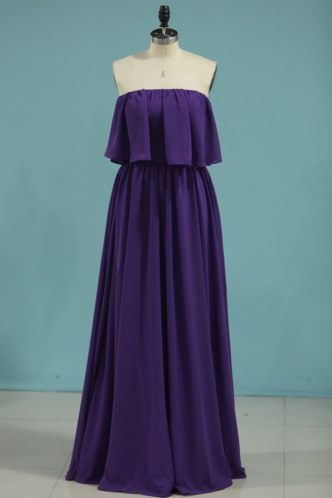 A Line Long Chiffon Off the Shoulder Mix And Match Bridesmaid Dresses - KissProm