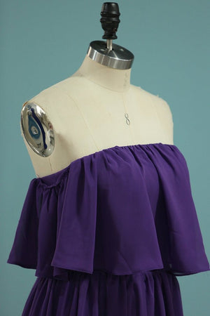 A Line Long Chiffon Off the Shoulder Mix And Match Bridesmaid Dresses - KissProm