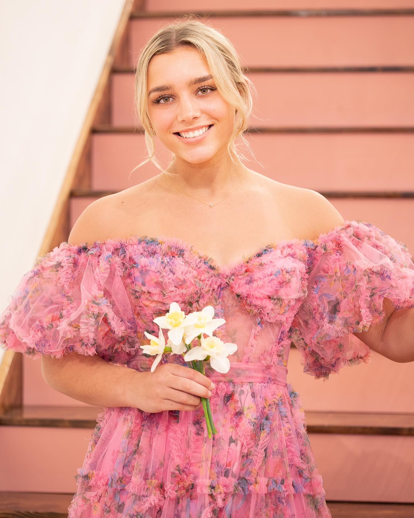Sydney |A Line Off The Shoulder Floral Tulle Prom Dress