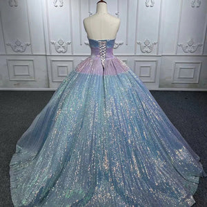 Simple Sequined Shimmer Party Dress with Train - KissProm