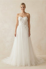 Sweetheart Tulle Lace Satin Wedding Dress With Beading – Wedding Dresses by KissProm | Available at KissProm