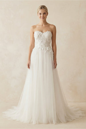 Sweetheart Tulle Lace Satin Wedding Dress With Beading – Wedding Dresses by KissProm | Available at KissProm