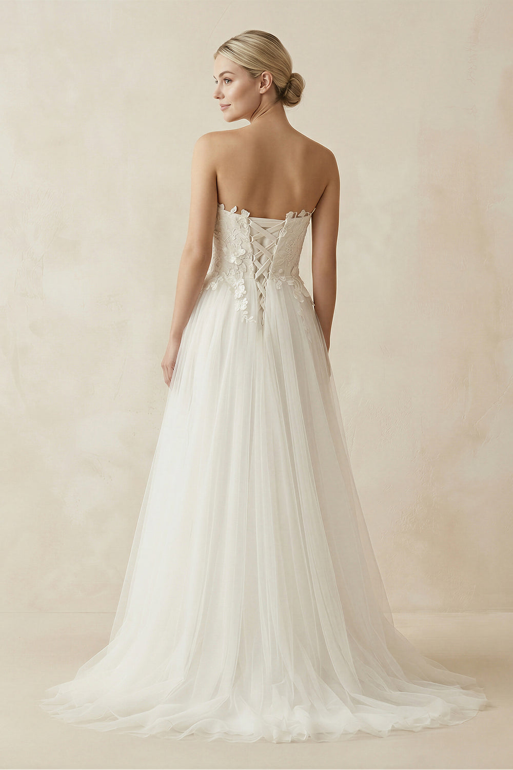 Sweetheart Tulle Lace Satin Wedding Dress With Beading – Wedding Dresses by KissProm | Available at KissProm