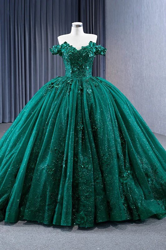 Appliques Dark Green Sweetheart Sleeveless Ball Gown Quinceanera Dress Dark Green / 12 Appliques Dark Green Sweetheart Sleeveless Ball Gown Quinceanera Dress Dark Green / 12