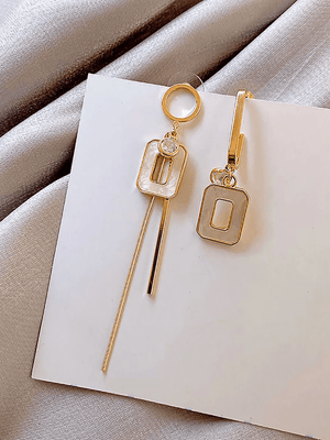 Asymmetric Square Tassel Minimalist Earrings - KissProm