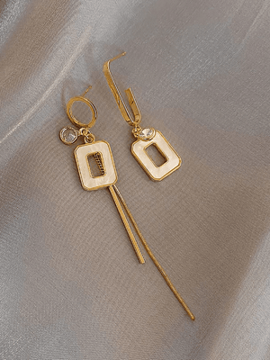 Asymmetric Square Tassel Minimalist Earrings - KissProm