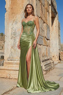 Silver Spaghetti Straps Mermaid Appliqued Prom Dress With Split – Prom Dress by KissProm | Available at KissProm