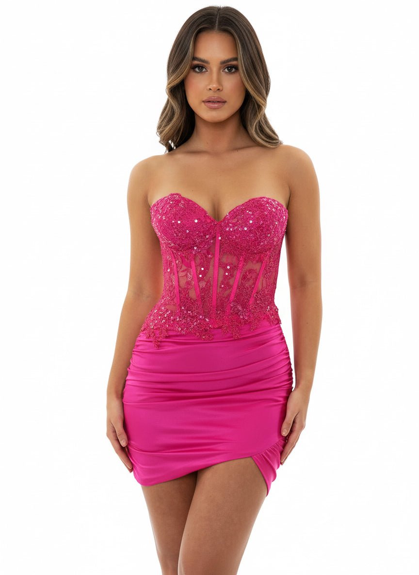 Sheath Sweetheart Fuchsia Tight Short Homecoming & Cocktail Dresses - KissProm