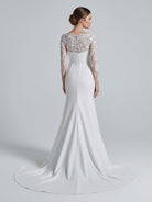 Mermaid White Lace Appliques Beaded Wedding Dress - KissProm
