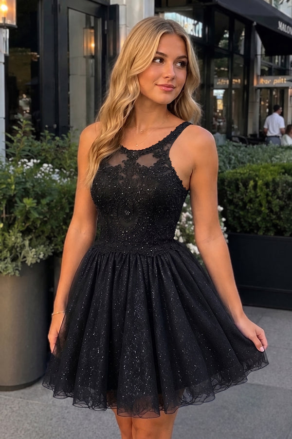 Embellished Embroidery Tulle Short Cocktail Dress - KissProm 