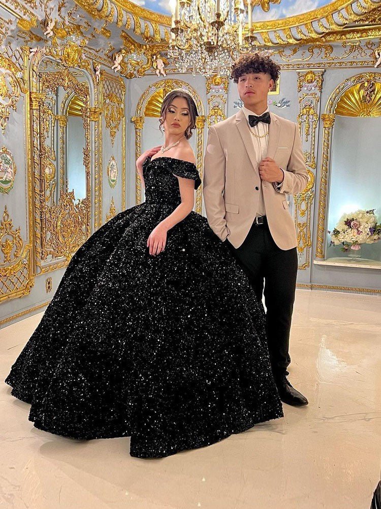 Quinceanera Dress Black Ball Gown Quinceanera Dresses Off Shoulder Black / 6