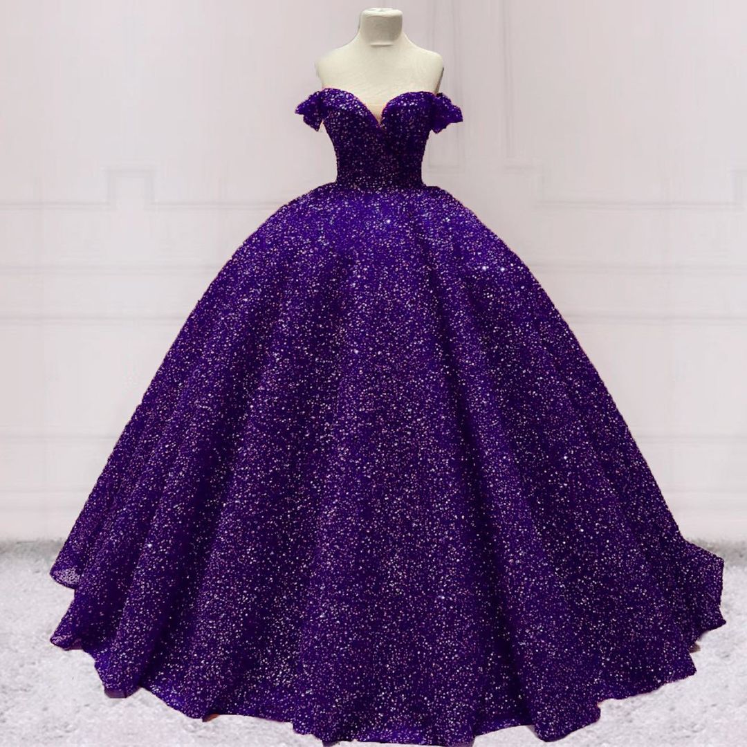 Quinceanera Dress Black Ball Gown Quinceanera Dresses Off Shoulder Purple / 0