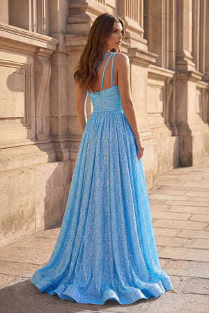 A-Line One Shoulder Sequins Prom Dress with Pockets - KISSPROM PROM DRESSES