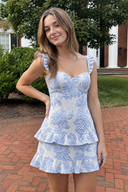 Blue Sweetheart A-Line Jacquard Homecoming Dress with Ruffles | KISSPROM