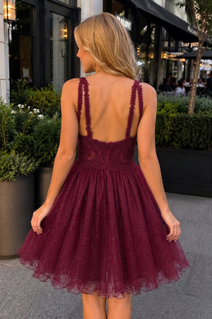 Embellished Embroidery Tulle Short Cocktail Dress - KissProm 