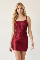 Burgundy Scoop Neck Short Tight Homecoming Dresses with Beading - KISSPROM