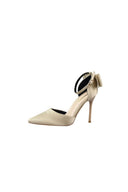 Burgundy Satin Prom Heels with Bowknot - KissProm
