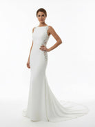 Dulce | White Long Mermaid Boho Wedding Dress with Appliqued