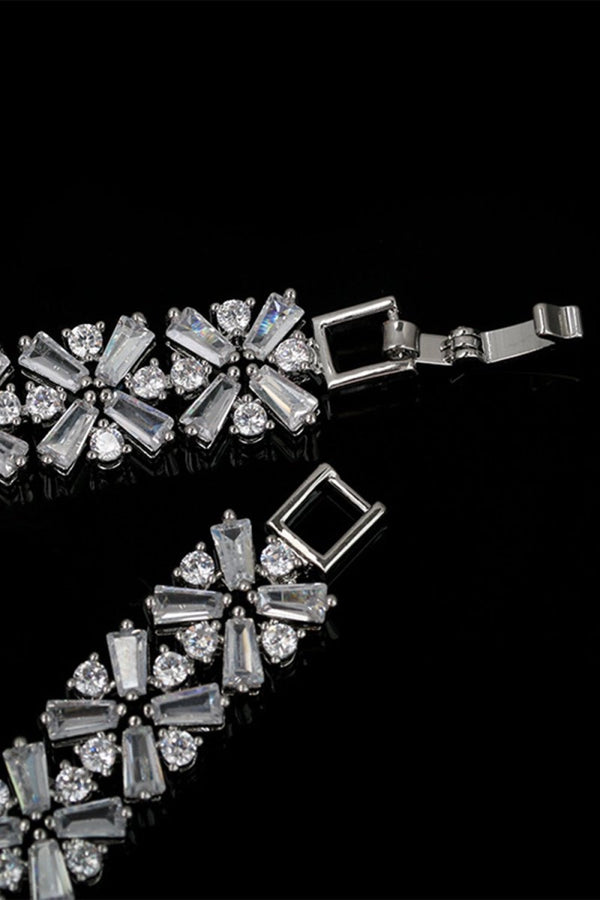 Royal Blue Crystal Necklace Earring Jewelry Set - KissProm