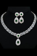 Royal Blue Crystal Necklace Earring Jewelry Set - KissProm