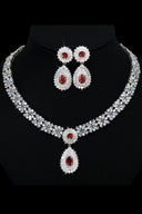 Royal Blue Crystal Necklace Earring Jewelry Set - KissProm
