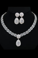 Royal Blue Crystal Necklace Earring Jewelry Set - KissProm