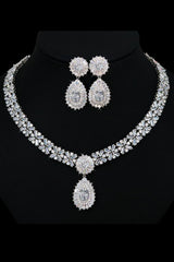 Royal Blue Crystal Necklace Earring Jewelry Set - KissProm