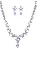 Royal Blue Butterfly Crystal Drop Earrings Necklace Jewelry Set - KissProm