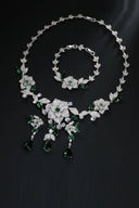 Royal Blue Flower Bracelet Necklace Jewelry Set - KissProm