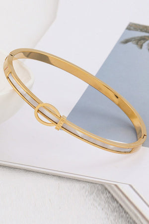 Titanium Steel Gold Plated Belt Buckle Bracelet - KissProm