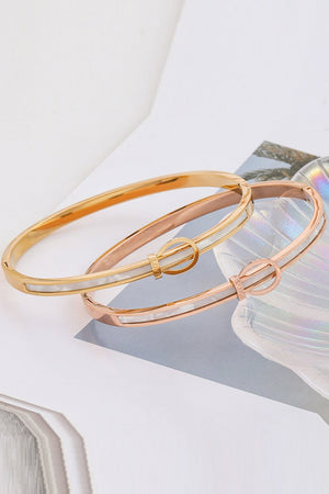 Titanium Steel Gold Plated Belt Buckle Bracelet - KissProm