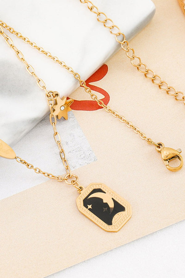 Gold Enamel Necklace Clavicle Chain - KissProm