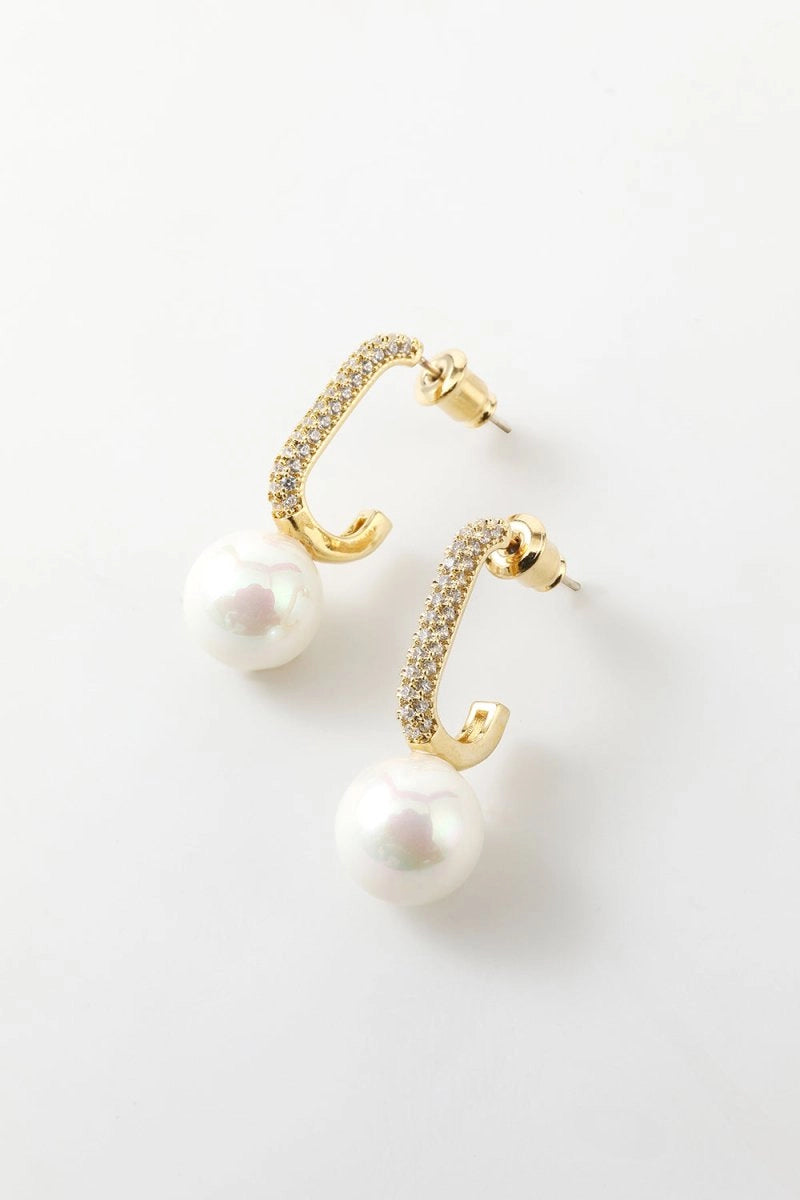 Pearl Beading Golden Earrings - KissProm
