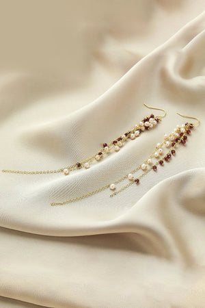 Golden Freshwater Pearl Tassel Earrings - KissProm