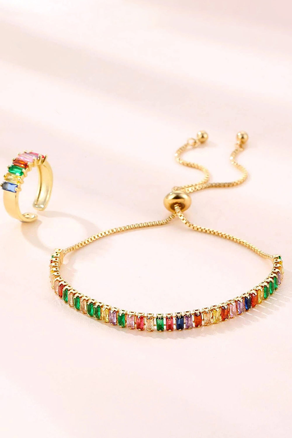 Colorful Rhinestone Bracelet Earring Party Set