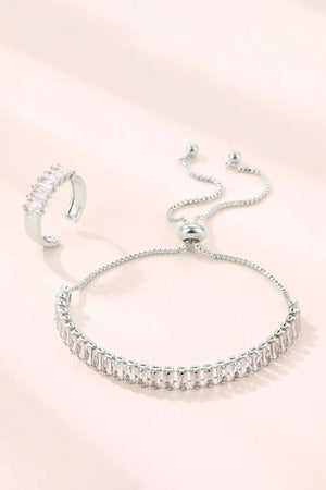 Colorful Rhinestone Bracelet Earring Party Set - KissProm