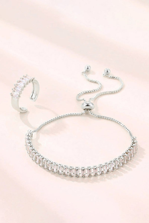 Colorful Rhinestone Bracelet Earring Party Set - KissProm