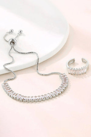 Colorful Rhinestone Bracelet Earring Party Set - KissProm