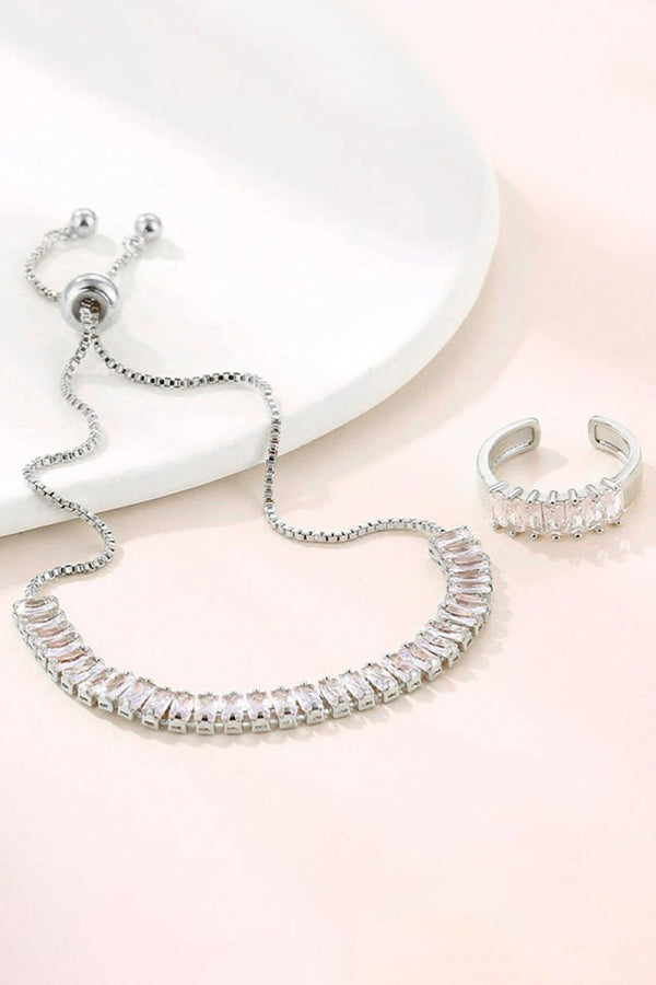 Colorful Rhinestone Bracelet Earring Party Set - KissProm