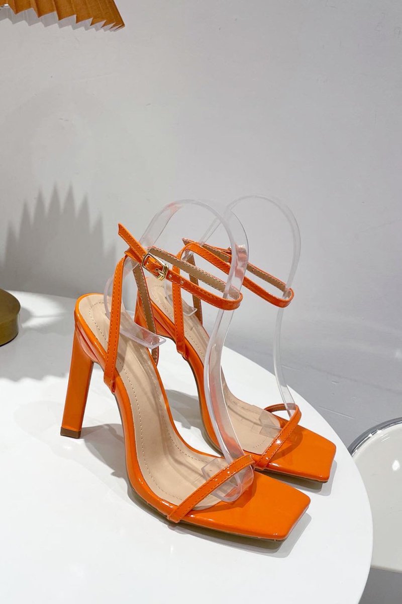 One Word Square Head Thick High Heels - KissProm