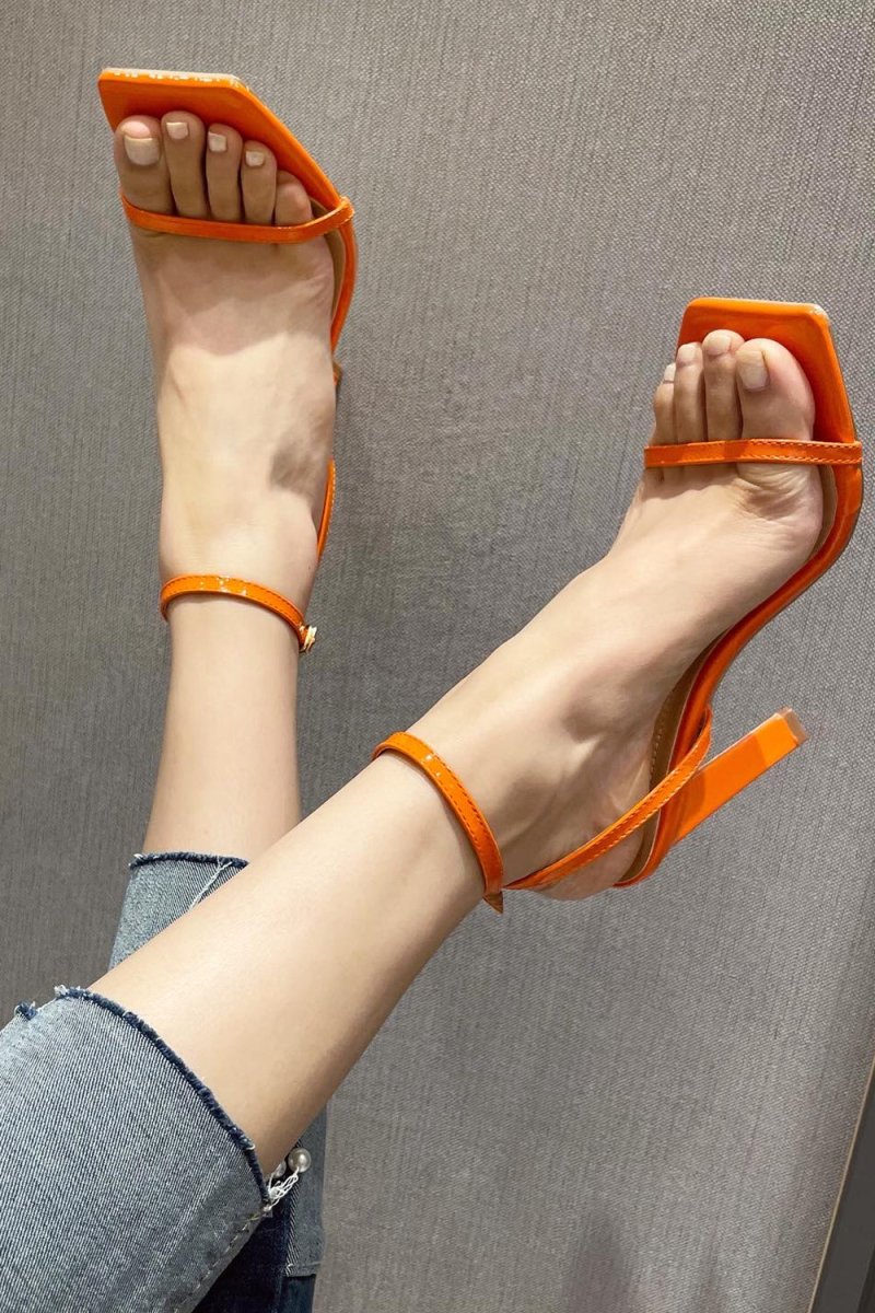 One Word Square Head Thick High Heels - KissProm