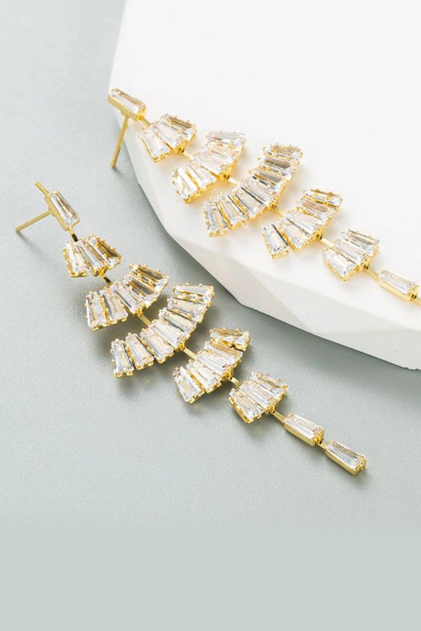 White Rhinestone Prom Earrings - KissProm