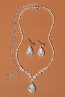 Rhinestone Drop Bridal Earrings Necklace Set - KissProm