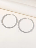 Silver Rhinestones Simple Big Hoop Earrings - KissProm