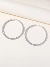 Silver Rhinestones Simple Big Hoop Earrings - KissProm