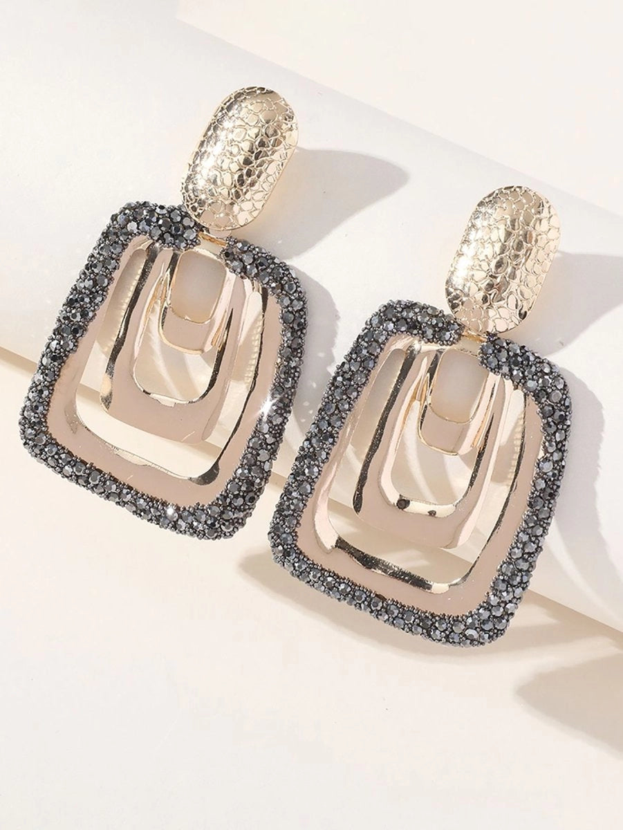 Silver Vintage Square Earrings - KissProm
