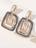 Silver Vintage Square Earrings - KissProm