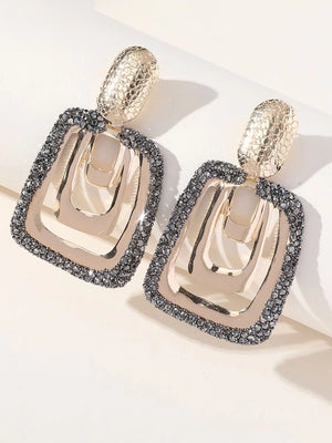 Silver Vintage Square Earrings - KissProm