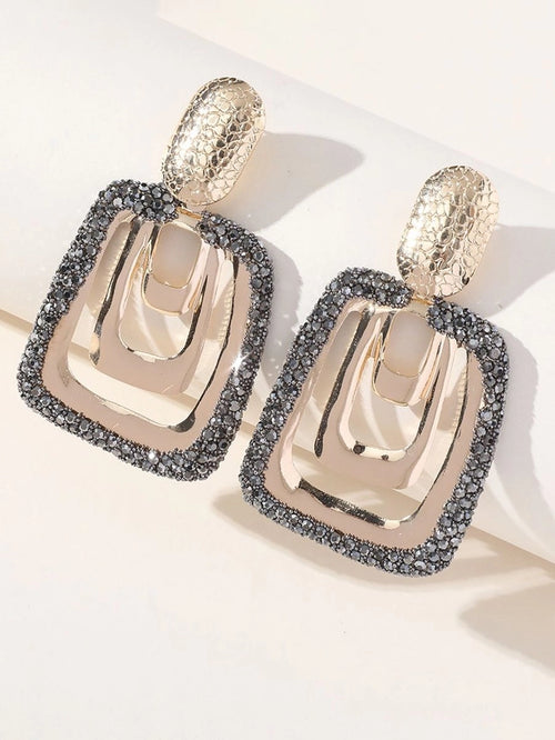 Silver Vintage Square Earrings - KissProm