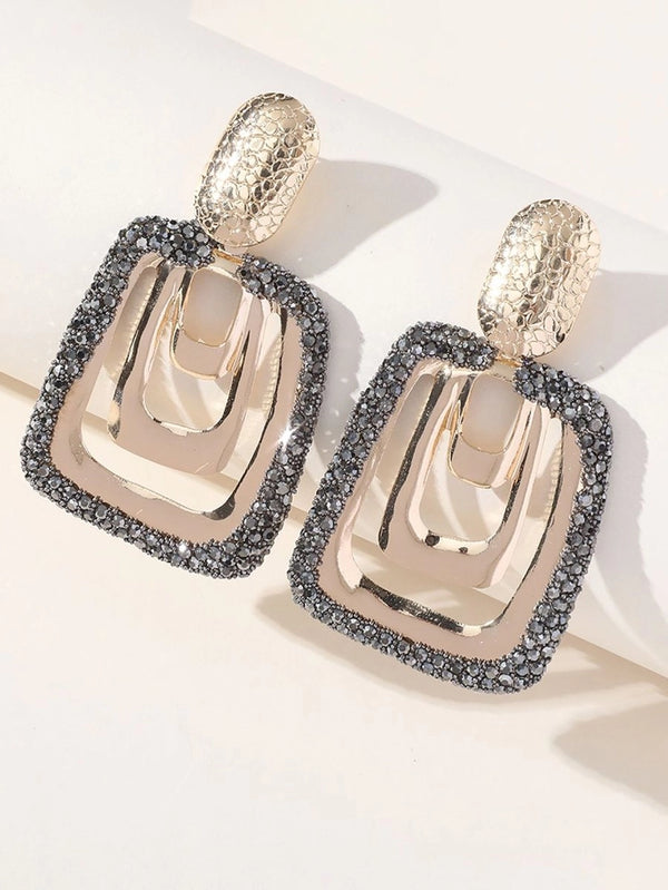 Silver Vintage Square Earrings - KissProm